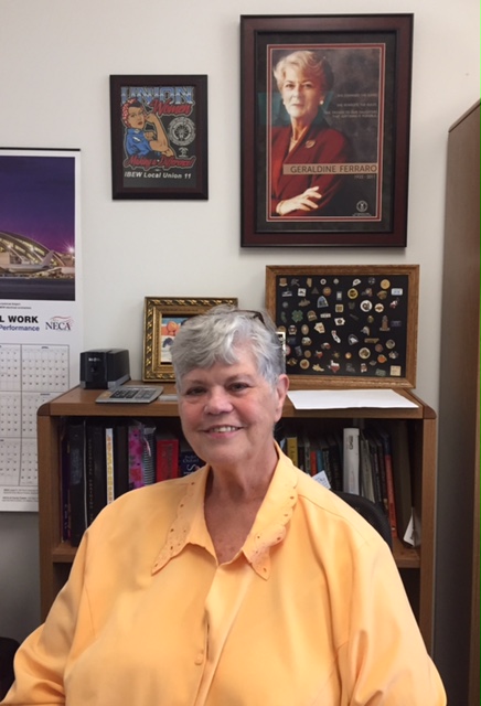 Jane Templin sits in her office at the IBEW local 11