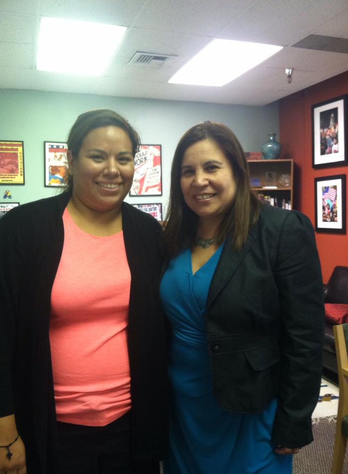 Angelica Salas standing with Jael Mueller