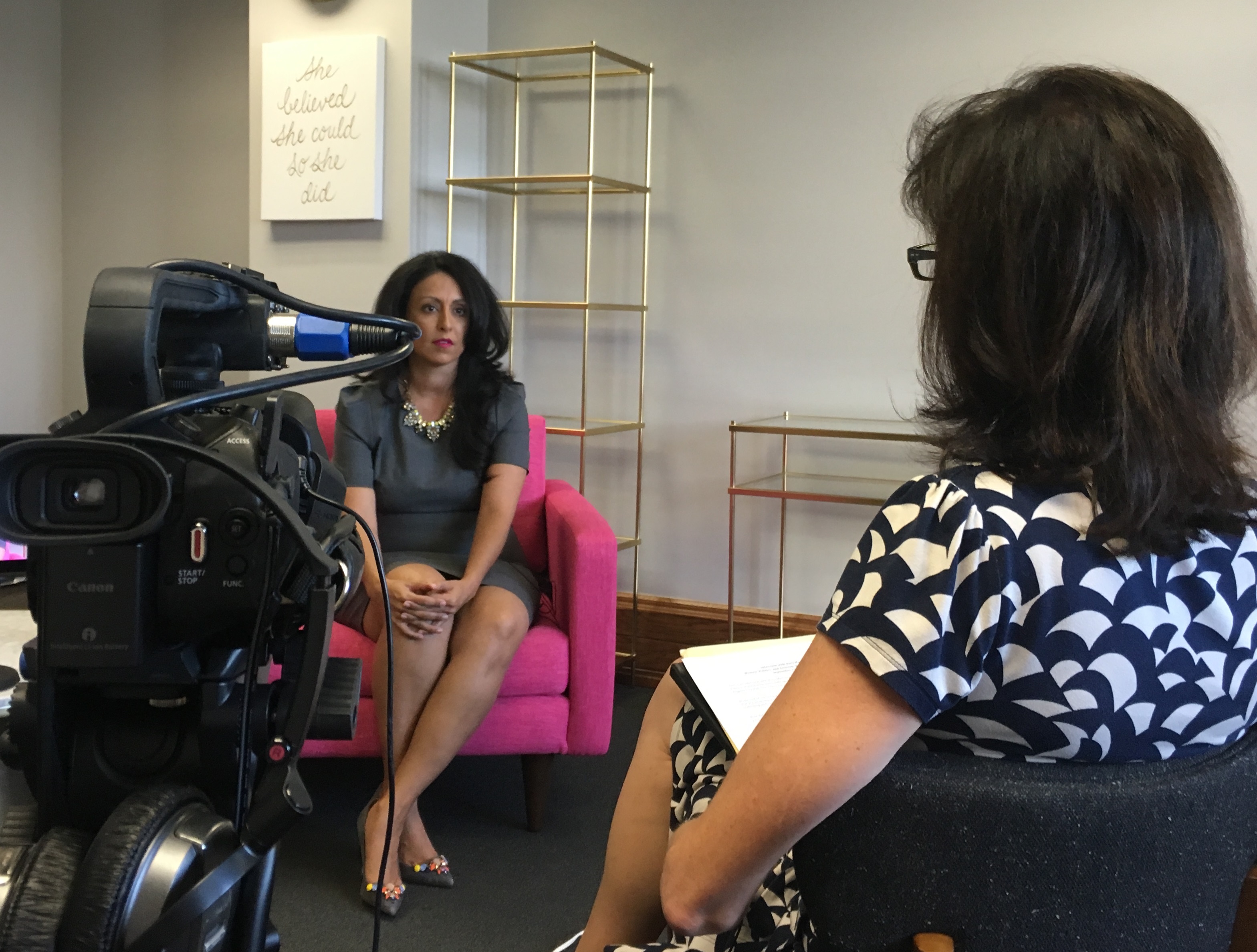 Nury Martinez being interviewed by Natalie Fousekis