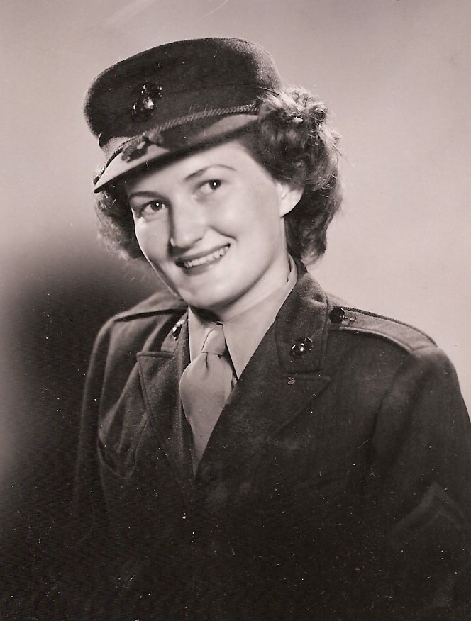 Patricia Young headshot, smiling in Marine Corps uniform 