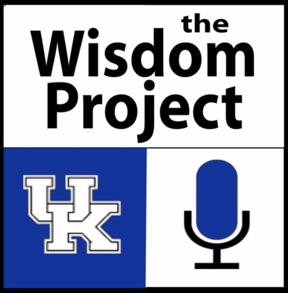 Title on white background with microphone and University of Kentucky letter logo